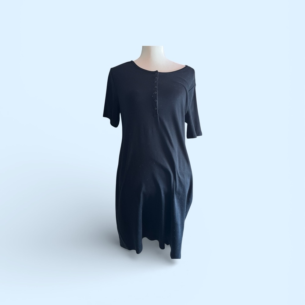 Gap NWT large petite black cotton Henley dress - Picture 5 of 12